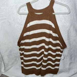 Size 4x Stripped ON Tan/Cream sweater Tank Top NWT